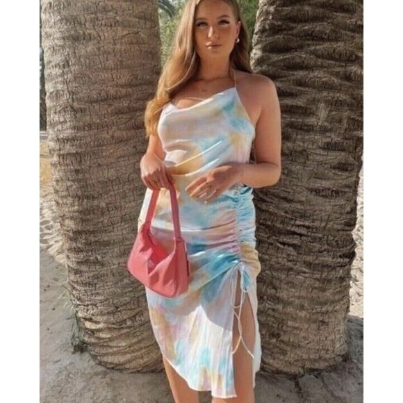 New with tags Zara Tie Dye Slip Midi Dress With Slit Multicolor 3525/456 aize M - Picture 8 of 16